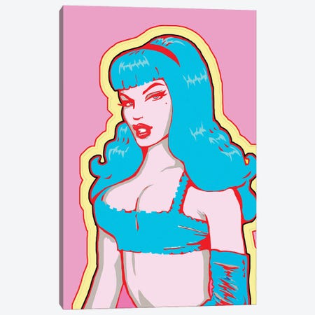 Pin Up Girl Pink Canvas Print #CYP116} by Corey Plumlee Canvas Art
