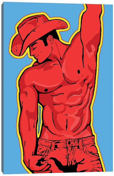 Cowboy Red Canvas Art Print - Similar to Roy Lichtenstein