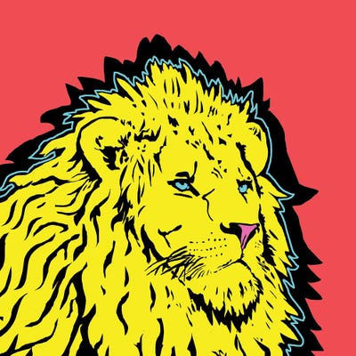 Lion Energy Yellow by Corey Plumlee framed wall art