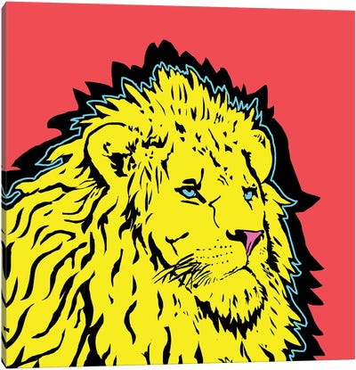 Lion Energy Yellow Canvas Art Print - Corey Plumlee