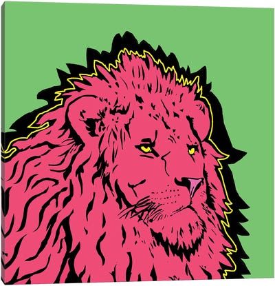 Lion Energy Red Canvas Art Print - Similar to Roy Lichtenstein