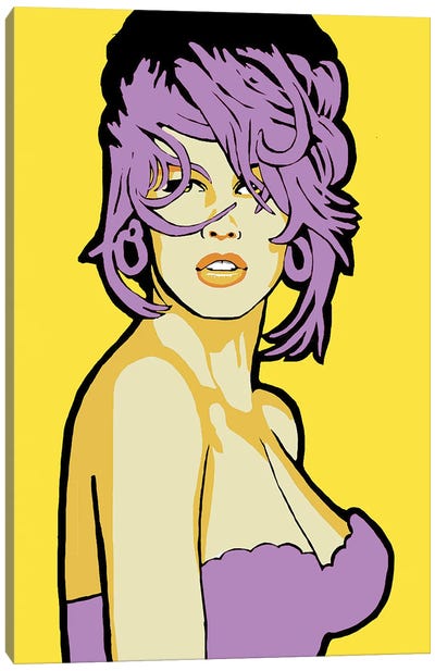 Claudia Schiffer Purple Canvas Art Print - Claudia Schiffer