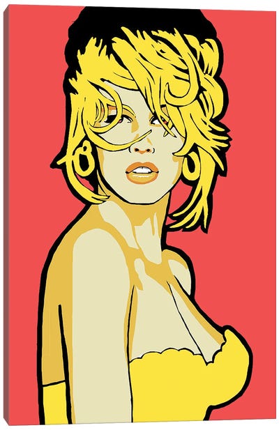 Claudia Schiffer Yellow Canvas Art Print - Claudia Schiffer