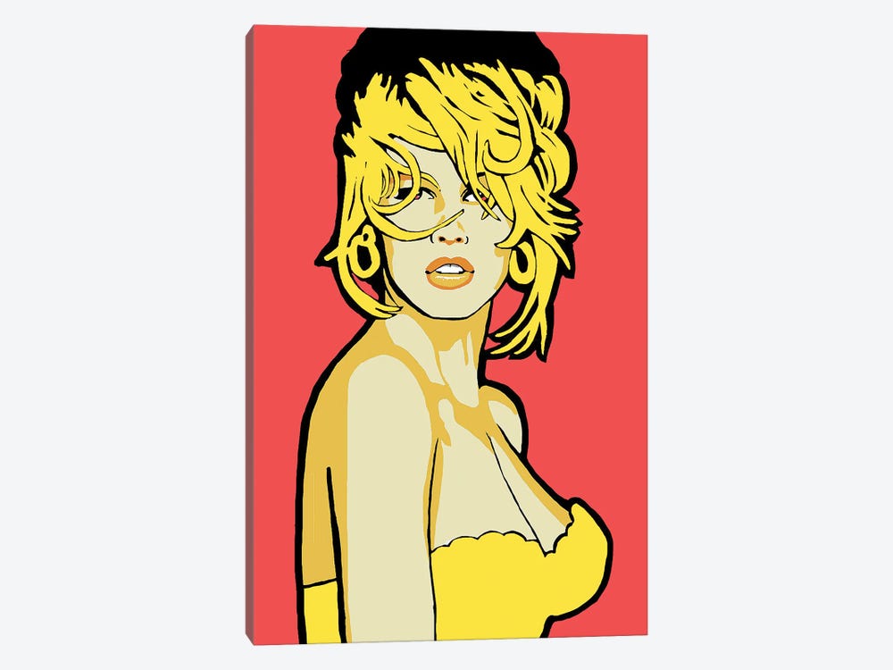 Claudia Schiffer Yellow by Corey Plumlee 1-piece Canvas Art Print