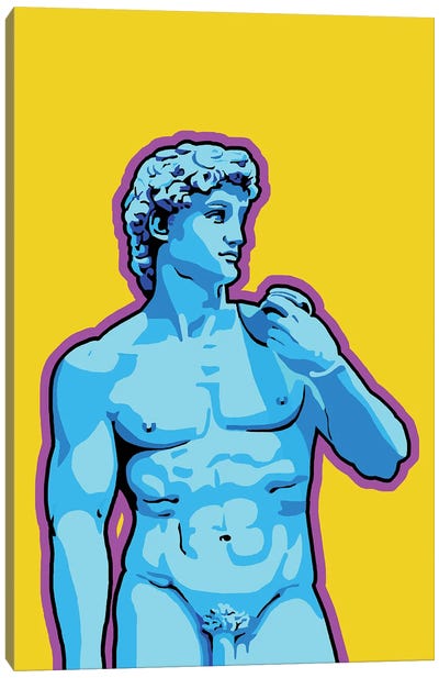 David Blue Canvas Art Print - The Statue of David Reimagined