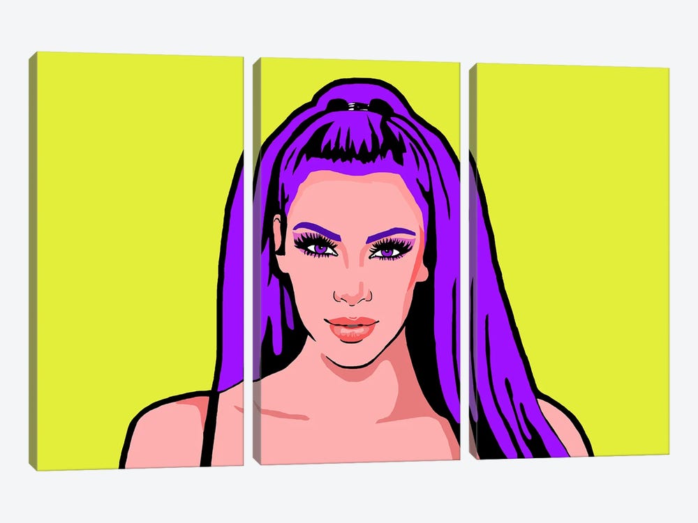 Kim Kardashian Purple by Corey Plumlee 3-piece Canvas Art