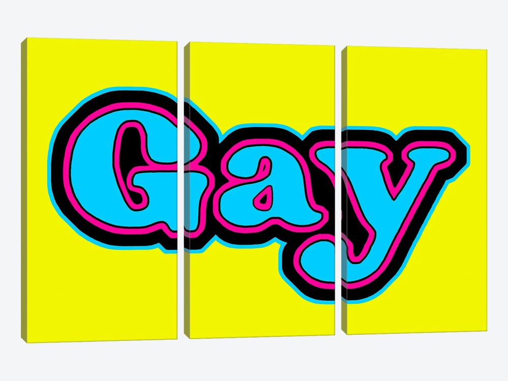 Gay Yellow by Corey Plumlee 3-piece Canvas Wall Art