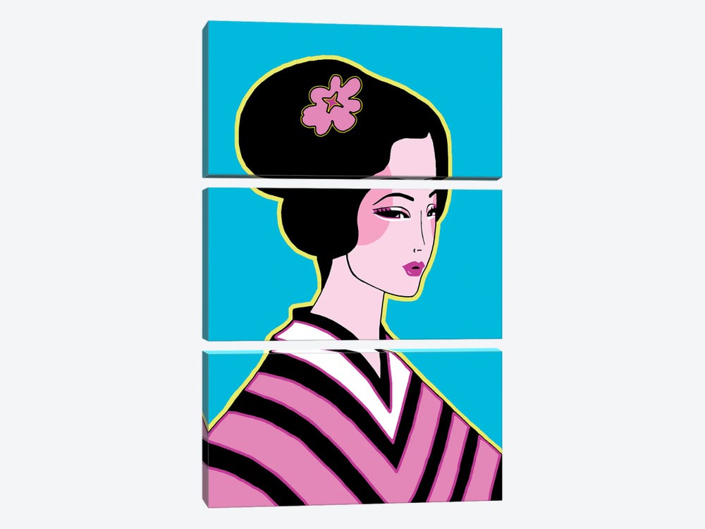 Striped Kimono Pink by Corey Plumlee 3-piece Canvas Artwork