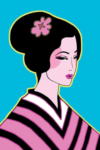 Cherry Blossoms: Striped Kimono Pink by Corey Plumlee