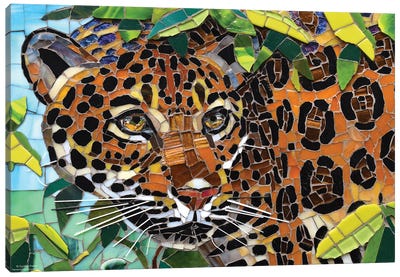 Jaguar Glass Mosaic Canvas Art Print - Jaguar Art