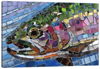 Rainbow Trout Glass Mosaic Canvas Art Print - Fish Art