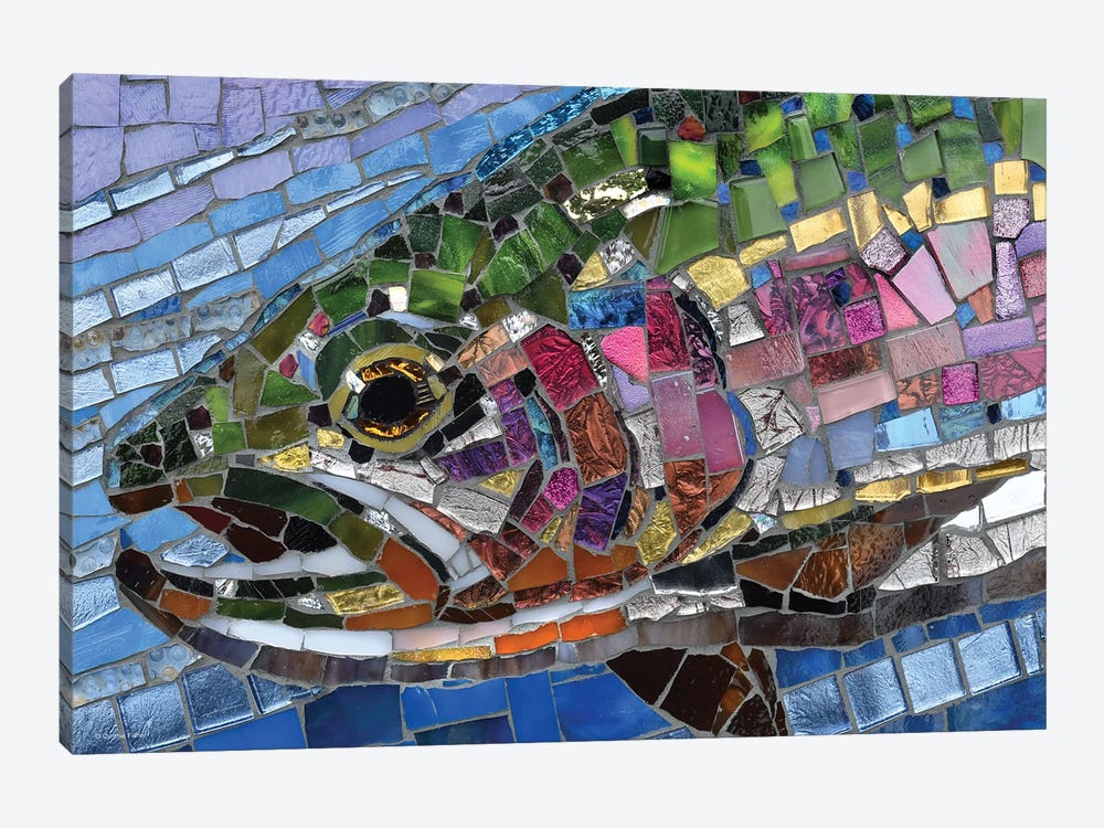 Rainbow Trout Glass Mosaic by Cynthie Fisher 1-piece Canvas Art