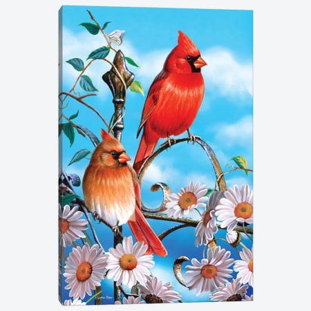 Spring Cardinals III Canvas Print #CYT175} by Cynthie Fisher Canvas Print