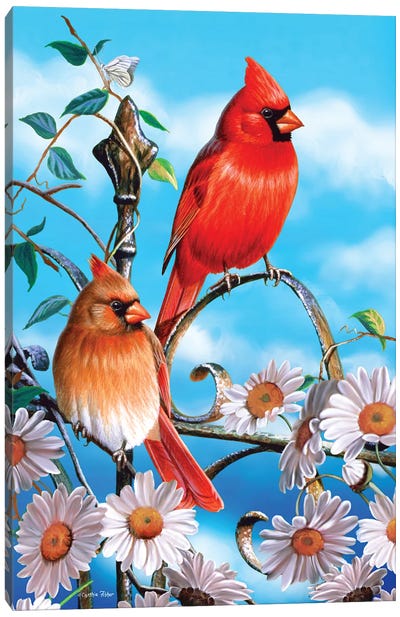 Spring Cardinals III Canvas Art Print - Cynthie Fisher