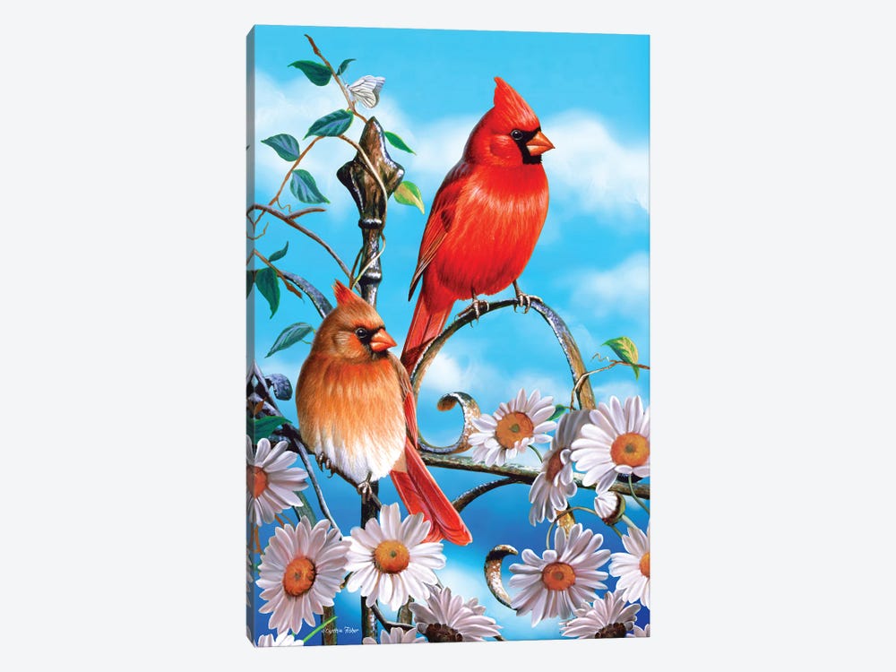 Spring Cardinals III by Cynthie Fisher 1-piece Canvas Wall Art