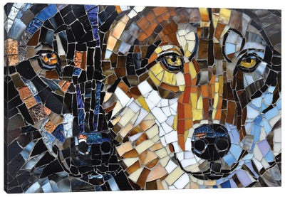 Wolf Glass Mosaic Canvas Art Print - Wolf Art