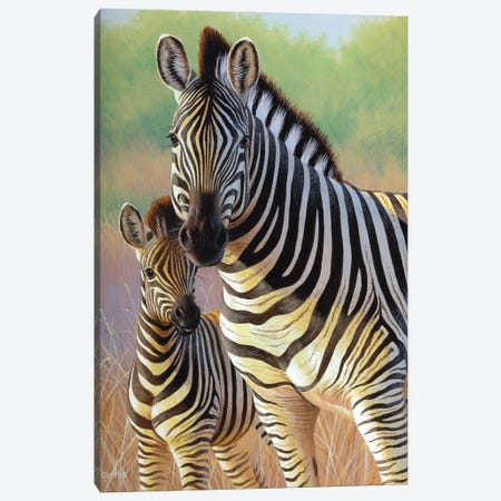 Zebra Mare And Foal Canvas Print #CYT225} by Cynthie Fisher Canvas Print