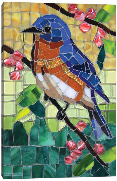 Bluebird Glass Mosaic Canvas Art Print - Cynthie Fisher