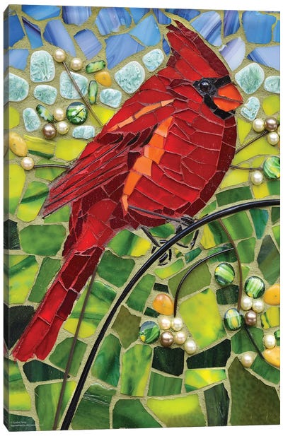 Cardinal Glass Mosaic Canvas Art Print - Cardinal Art
