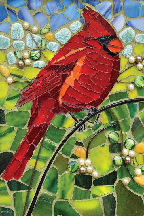 Cardinal Glass Mosaic by Cynthie Fisher wall art
