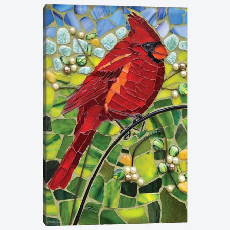 Cardinal Glass Mosaic Canvas Print #CYT36} by Cynthie Fisher Canvas Wall Art
