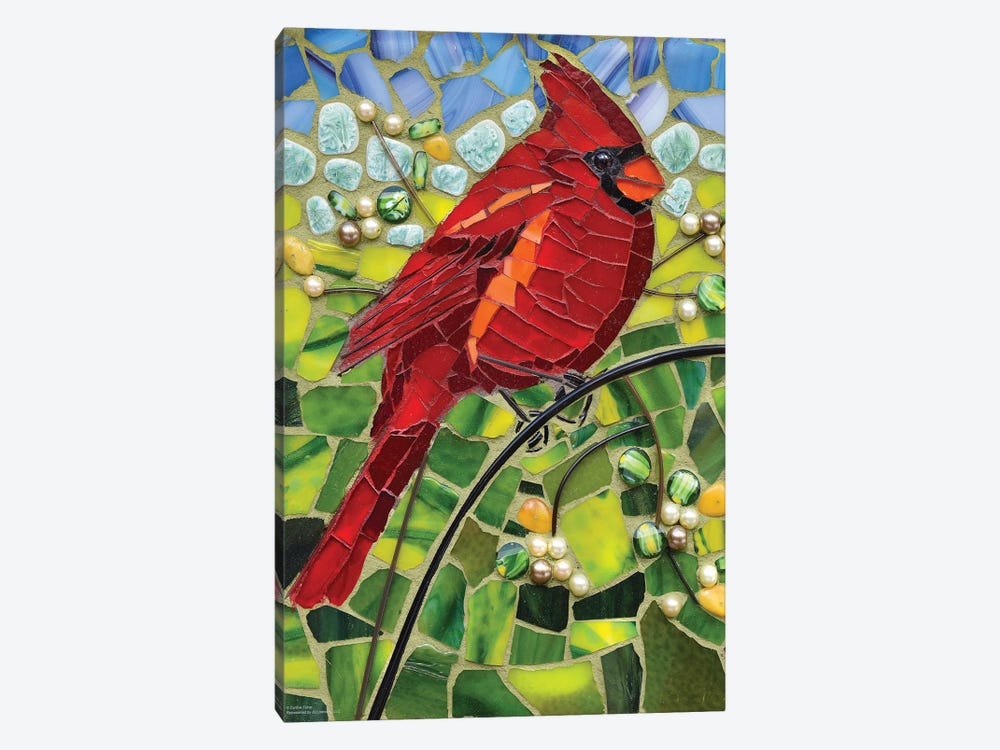 Cardinal Glass Mosaic by Cynthie Fisher 1-piece Canvas Art Print