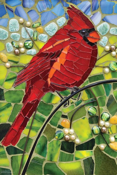 Cardinals: Cardinal Glass Mosaic by Cynthie Fisher
