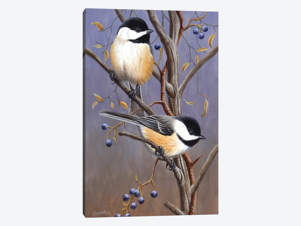 Chickadees With Blk by Cynthie Fisher 1-piece Art Print