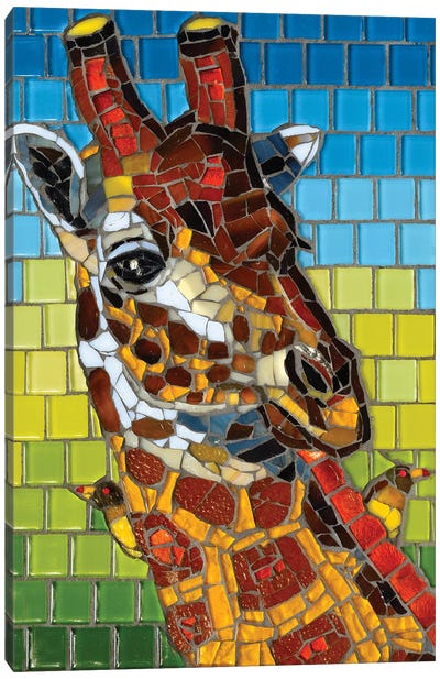 Giraffe Glass Mosaic Canvas Art Print - Cynthie Fisher