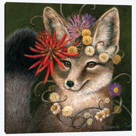 Kit Fox in Coral Canvas Print #CYZ4} by Carolyn Schmitz Canvas Artwork