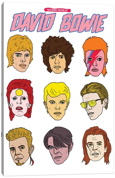 Faces Of Bowie Canvas Art Print - Nick Cocozza