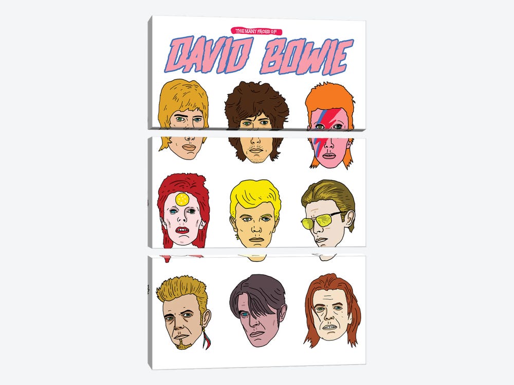 Faces Of Bowie by Nick Cocozza 3-piece Canvas Art Print