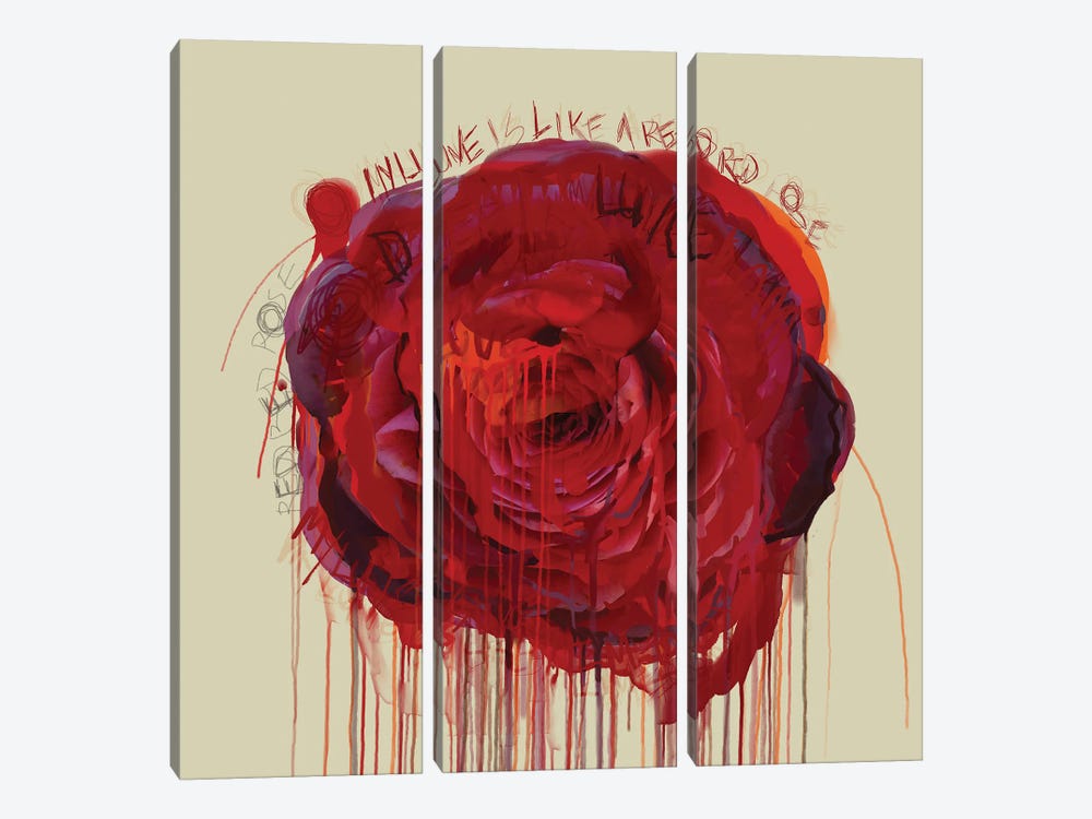 Red Red Rose by Czar Catstick 3-piece Canvas Wall Art