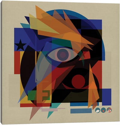 Space Face Canvas Art Print - Cubist Visage