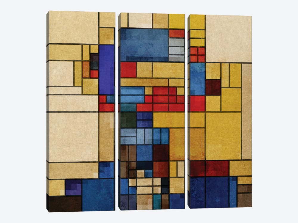 Square Piet by Czar Catstick 3-piece Canvas Art