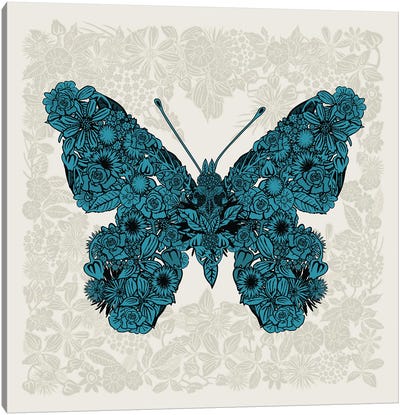 Butterfly Blue Canvas Art Print - Czar Catstick