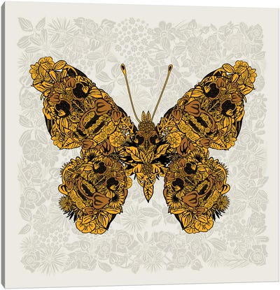 Butterfly Gold Canvas Art Print - Czar Catstick