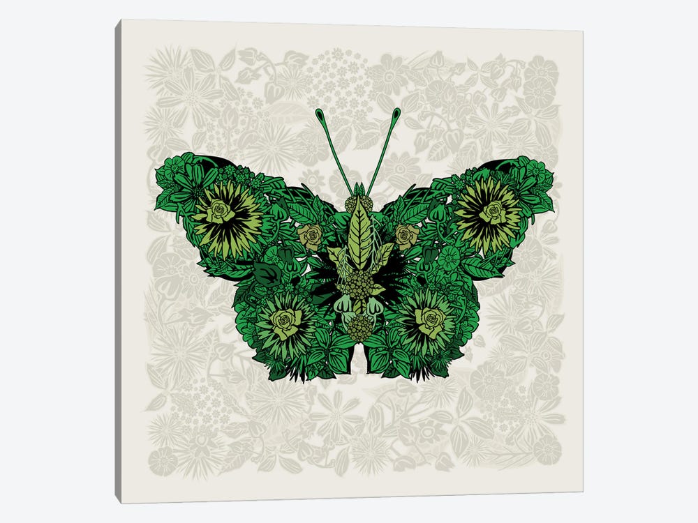 Butterfly Green by Czar Catstick 1-piece Canvas Wall Art