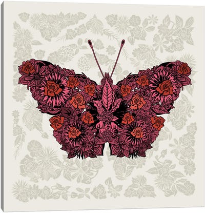 Butterfly Red Canvas Art Print - Czar Catstick