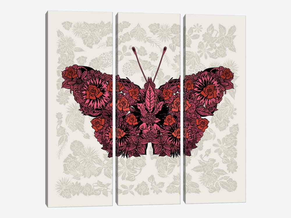 Butterfly Red by Czar Catstick 3-piece Canvas Print