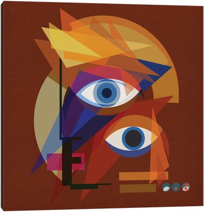 Bauhaus Bowie - Red Canvas Art Print - Cubist Visage