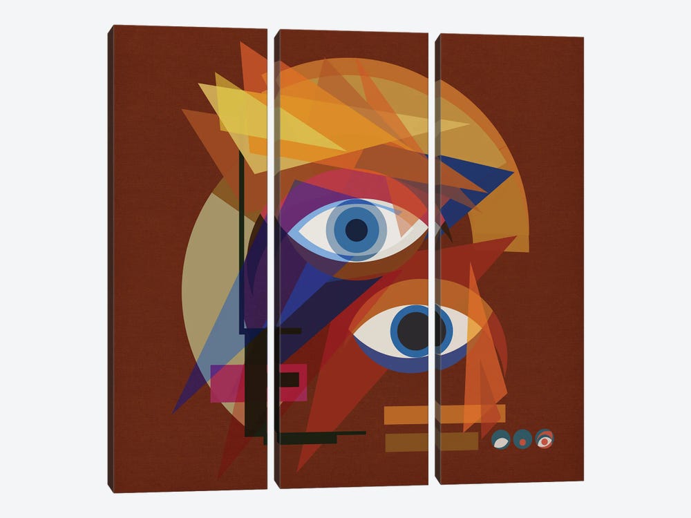 Bauhaus Bowie - Red by Czar Catstick 3-piece Canvas Art Print