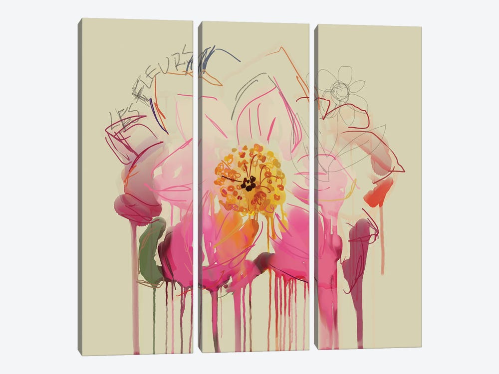 Pink Petals by Czar Catstick 3-piece Canvas Print