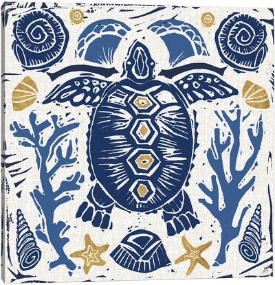 Primitive Sea III Canvas Art Print - Turtle Art
