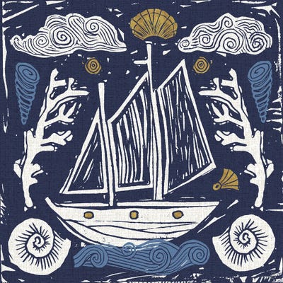 Primitive Sea V Dark by Daphne Brissonnet canvas print