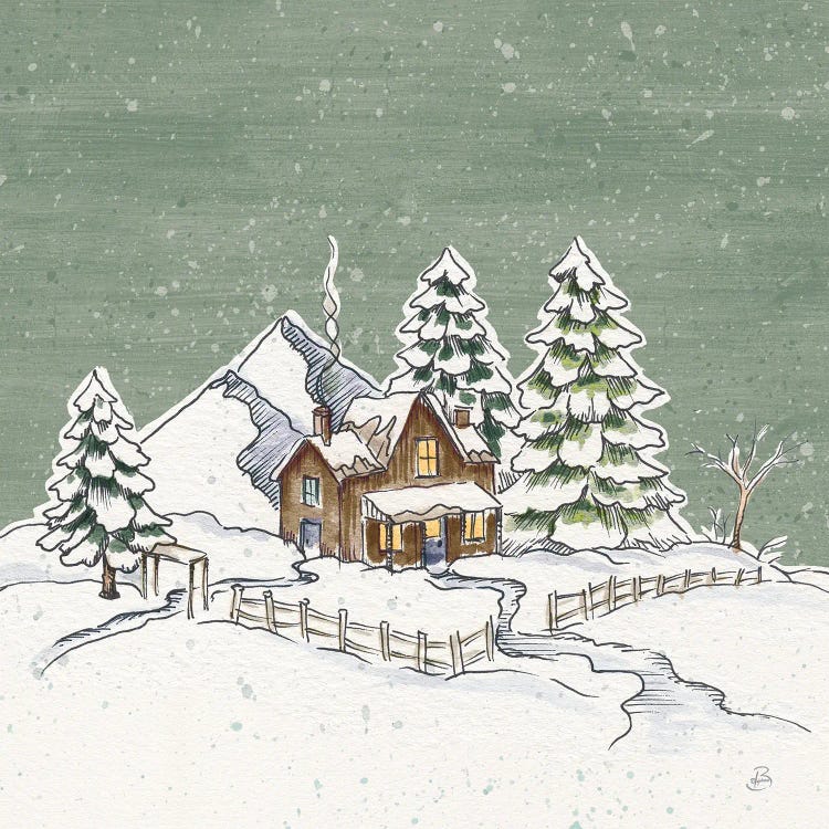 Holiday Toile Cabin Neutral Crop by Daphne Brissonnet wall art