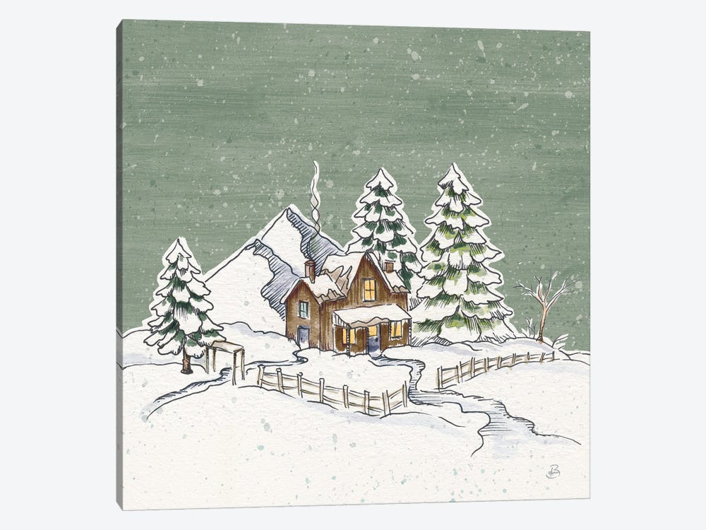 Holiday Toile Cabin Neutral Crop by Daphne Brissonnet 1-piece Art Print