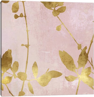 Nature Gold on Pink Blush III Canvas Art Print - Gold & Pink Art