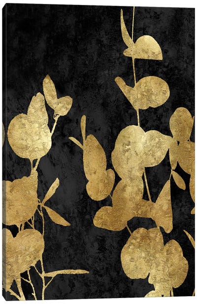 Nature Panel Gold On Black I Canvas Art Print