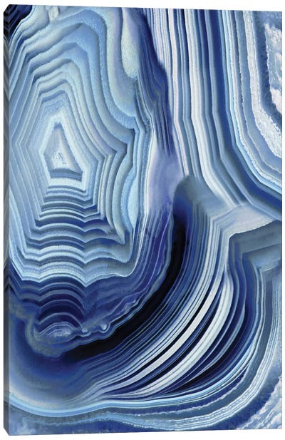 Agate Indigo I Canvas Art Print - Black, White & Blue Art
